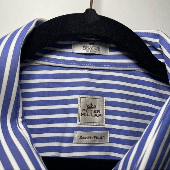 Peter Millar Men’s Blue White Striped Cotton Shirt in size 3XL Seaside Finish - Picture 3 of 10